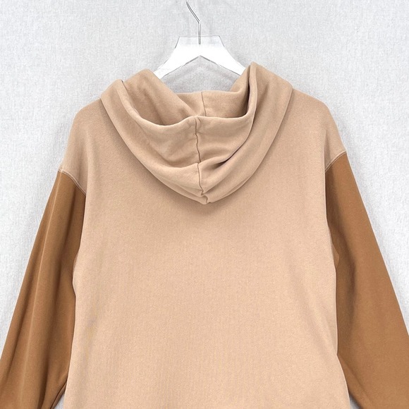 SOMETHING NAVY Hooded Sweatshirt Dress Womens Small Tan Colorblock Long Sleeve - Picture 9 of 15